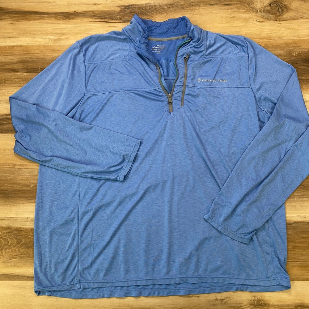 Vineyard Vines OTG Shep Shirt XXL Quarter Zip Pullover Poly Spandex Blue Active
